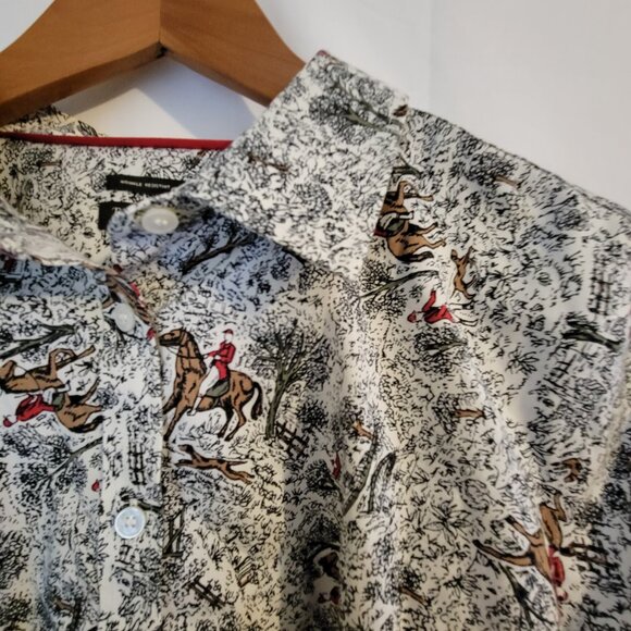 Women's Talbots 14p Petite Fox Hunting Blouse Long Sleeve Shirt Button Down - Picture 2 of 4